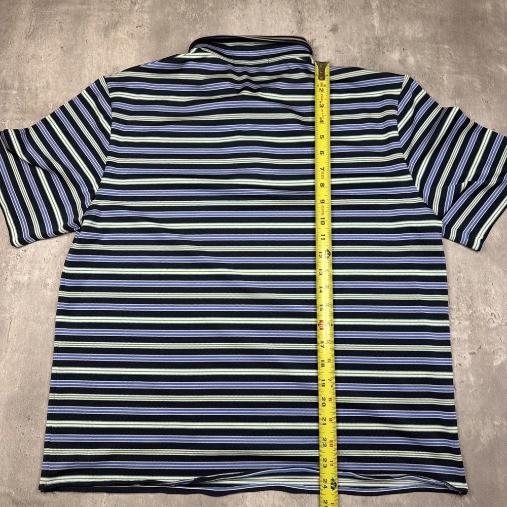 Ralph Lauren RLX Men's Golf Polo Shirt Blue Green White Striped Size M Preppy